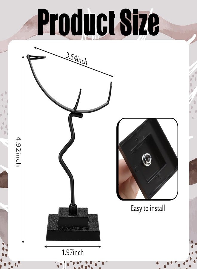 BrightRow 2 Pcs Moon Crystal Holder Rock Display Stand Moon Shaped Crystal Display Gemstones Holder Metal Rock Stands with Base for Gemstones Mini Balls Geodes Mineral Agate Home Office Decor (Black) - Image 2